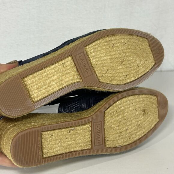 Lauren RALPH LAUREN Helma Espadrille Slingback Wedge Sandal Navy Women’s 8 B - Picture 5 of 6